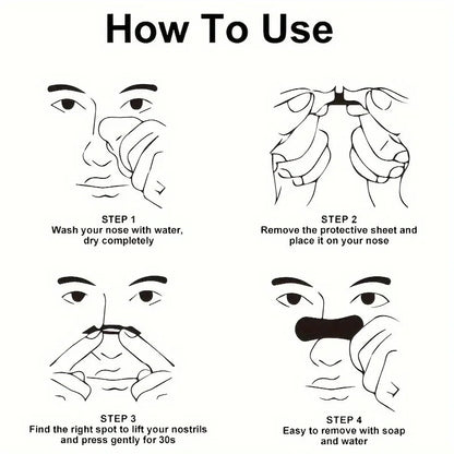 30pcs Black  Anti-Snoring Nose Strips, Right Way Stop Snoring Sleeping Aid Device Easier Breath Improve Sleep